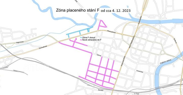 Lokalita parkovací zóny F 231124_Parkovani_Placene_stani_zona_F