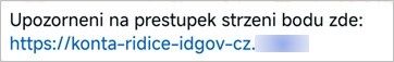 Příklad textové zprávy, předstírající, že je odeslána správním orgánem 240827_Podvodna_sms_1