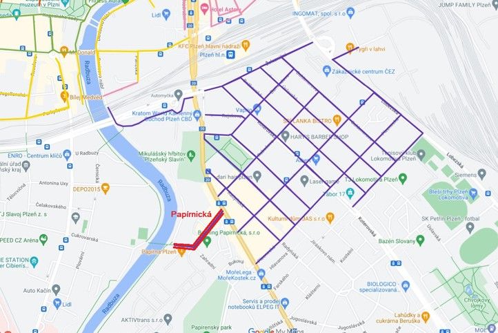Zóna Petrohrad 241128_Parkovani_Papirenska_zona_mapa