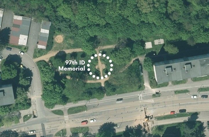 Lokalizace památníku v Křimické ulici 250221_Pamatnik_97_pesi_divize_1