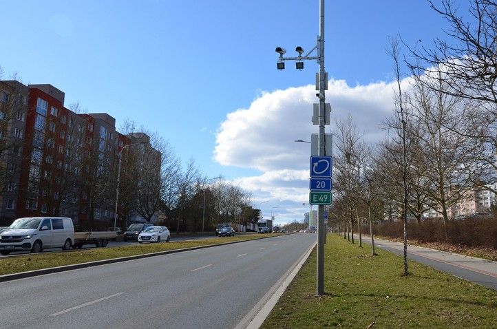 Úsekové měření v Plzni na Studentské (fotografie: E. Kriegerová, SITMP) 250320_Usekove_mereni_Studentska_3
