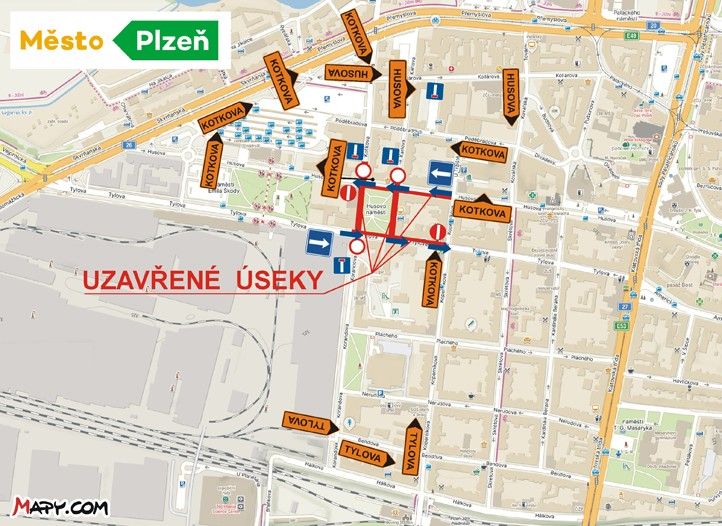 Mapa dopravní situace 251030_Mapa_DIO_Husovo_nam