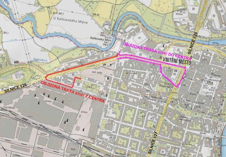 Dopravní situace - objízdná trasa 260213_TT_Skvrnanska_Premyslova_kalikova