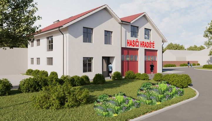 Vizualizace rekonstruované zbrojnice (zdroj: MO Plzeň 2 - Slovany) 260325_Hasici_zbrojnice_Hradiste_Vizualizace